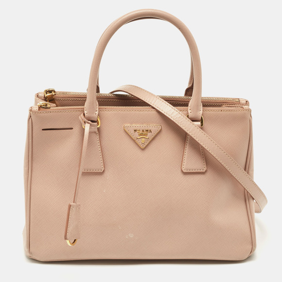 Prada Handbags - PRADA Beige Saffiano Lux Leather Small Galleria Tote